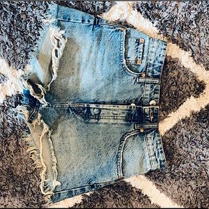 Zara High Waisted Blue Denim Shorts